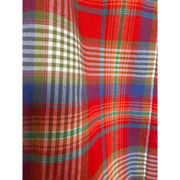 J.McLaughlin Womens Plaid Flannel Button-Down Shirt Red/Multicolor Size 8 Cotton - Picture 5 of 8